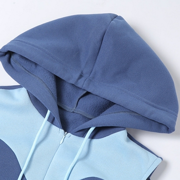 Color Block Hooded Sweat Crop Top - Picture 4 of 7